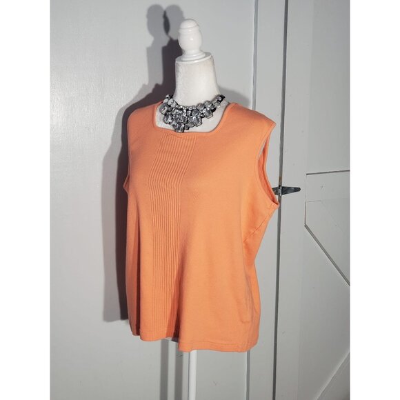 DRESSBARN BLOUSE COLOR ORANGE SLEEVELESS 100%COTTON SIZE 18-20 (2X) - Picture 1 of 6